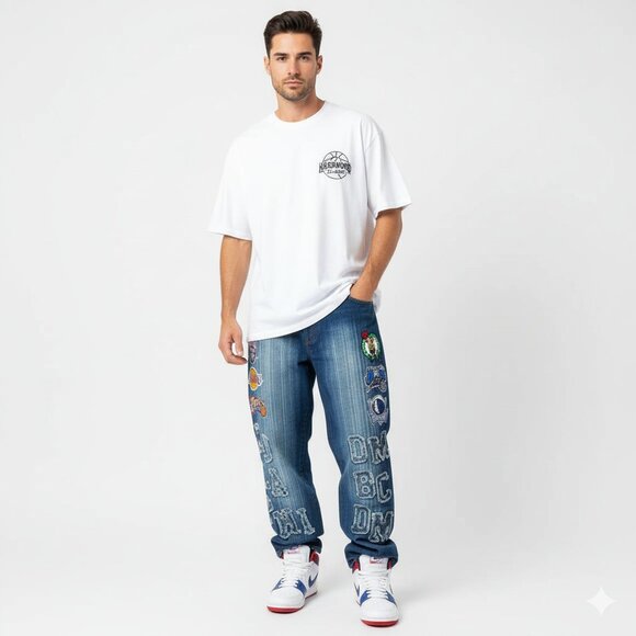 Unk Other - NBA UNK Vintage Denim Jeans Sz 40 Team Logo Patch